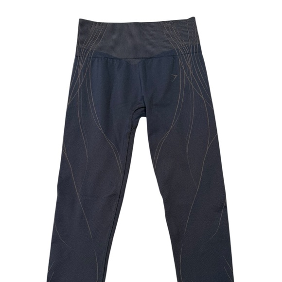 GYMSHARK Apex Leggings Blue Brown Trim size Small Compression Gym 25 length - Picture 3 of 5